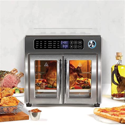 Emeril lagasse 25 quart french door air fryer oven with accessories - Like most air fryers, this nifty gadget can do a lot of tasks. Specifically, it can defrost, bake, toast, slow-cook, roast, reheat, keep warm, and cook on ribs, pizza, pastry, or chicken mode. (If you’ve lost track, that’s a 10-in-1 versatility.) It’s called the AirFryer 360 because it utilizes “360-degree superheated air circulation ...